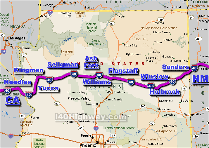 Interstate 40 Arizona Freeway Traffic Map