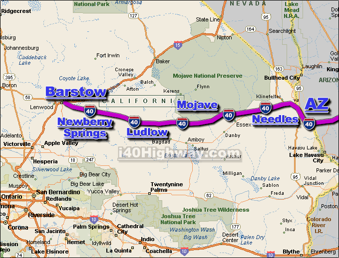 Interstate 40 California Freeway Traffic Map