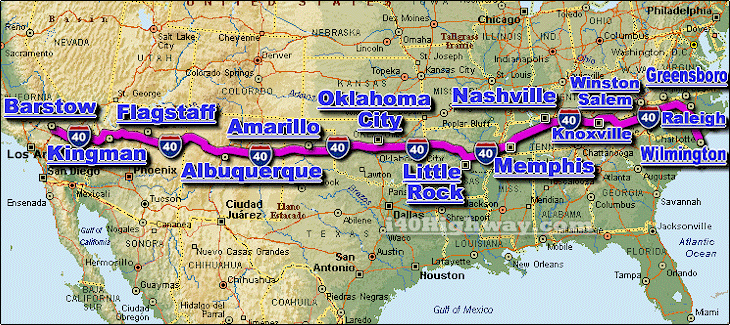 Interstate 40 Map Route